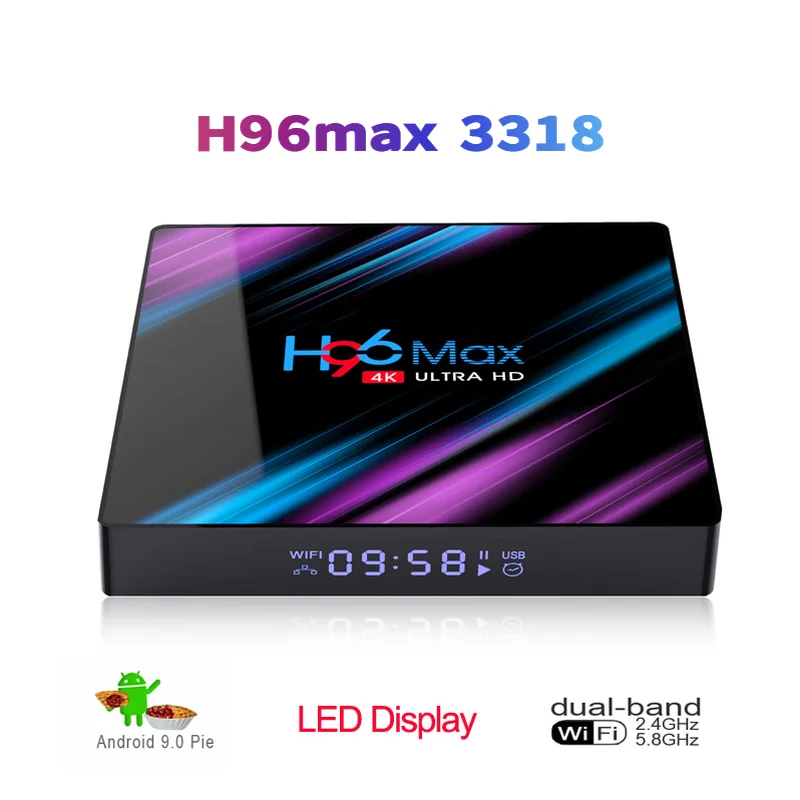 H96 max 3318 Декодер каналов кабельного телевидения ТВ android 9 4k H96max 2g 4g ram 16g 32 ГБ 64 rom с