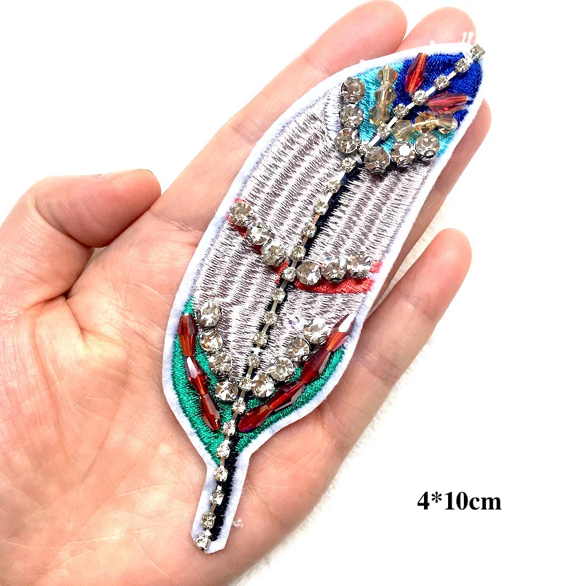1 шт. оставьте ручное Пришивание Стразы Вышивка бисером аппликации нашивки для