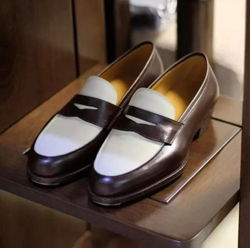 

Men Dress Shoes Casual Business Fashion Pu Leather Low Heel Slip-on Shoes Male Retro Classic Trendy Loafers for Men KN026