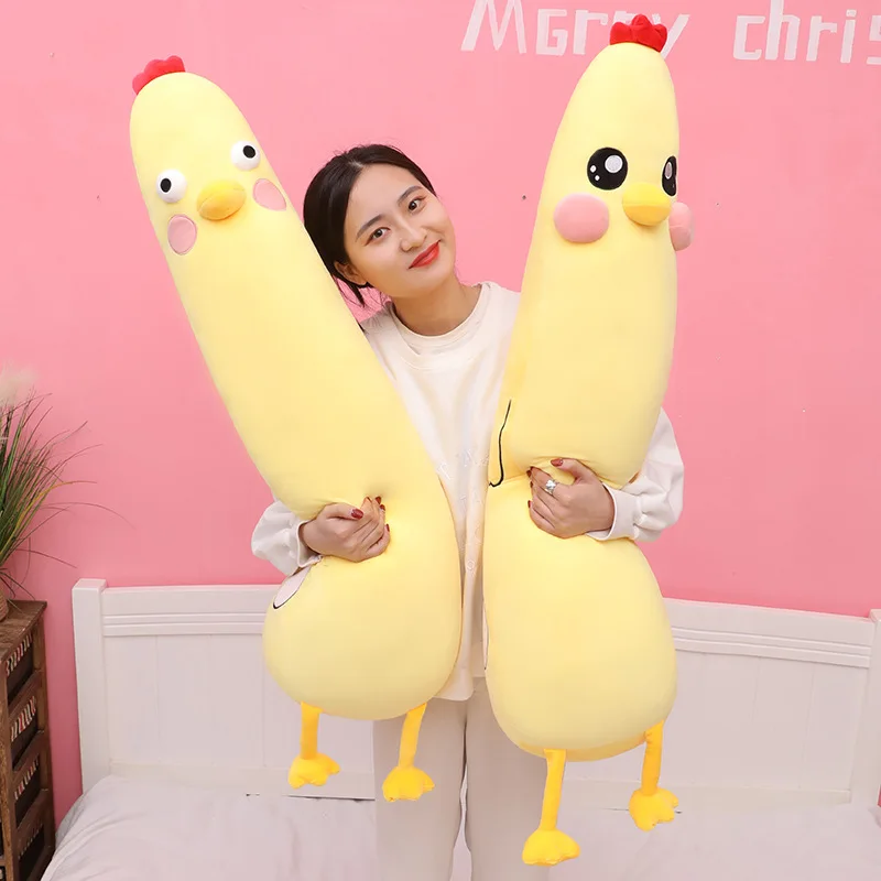 

70-130cm New Soft Duck Plush Toy Stuffed Cartoon Animal Chicken Doll Sleep Long Pillow Cushion Boyfriends Pillow Birthday Gifts