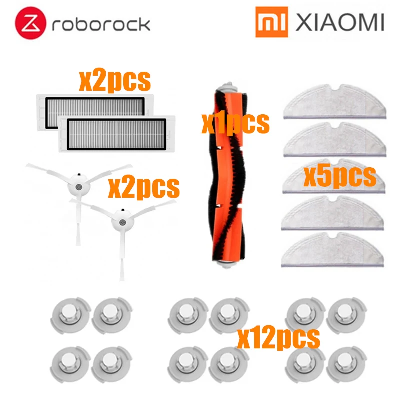 22p Подходит для xiaomi roborock s50 аксессуары xiaomi Робот Запчасти для пылесоса комплекты основная щетка+ фильтр+ Боковая щетка+ Швабра - Цвет: 22p