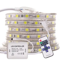 220v 110v 5050 led strip light remote control 60ledm flexible led tape ribbon waterproof home decoration with euusuk plug