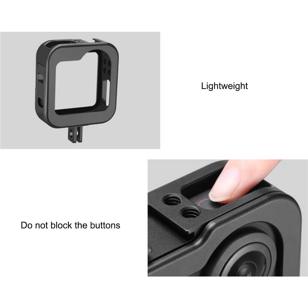 

Metal Camera Cage Case for Gopro Max Action Camera Housing Shell Cold Shoe Design Protective Cover For Extend Microphone Light
