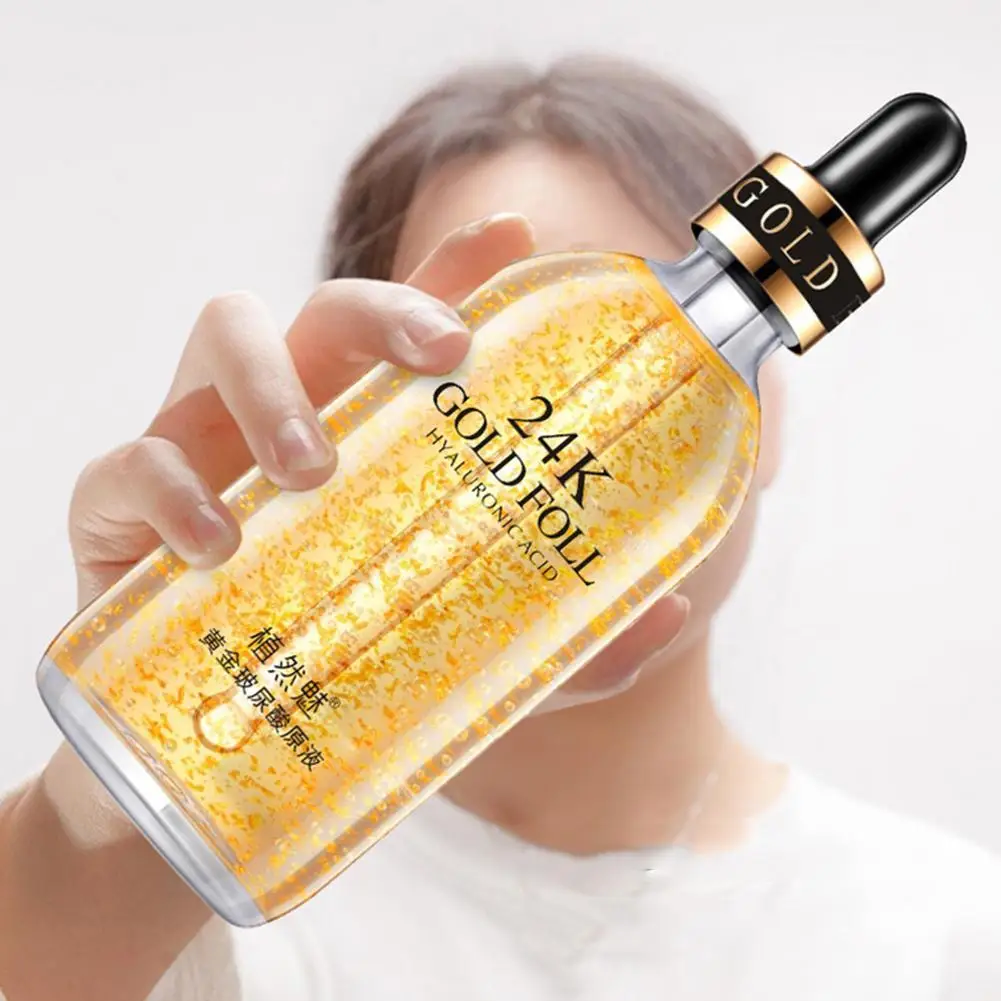 

100ML 24K Gold Tense Moisture Essence Anti-wrinkle Nicotinamide Skin Care Essence Hyaluronic Serum Acid Gold Liquid Pure S6Z3