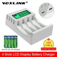 Зарядное устройство Voxlink, 4 слота, для аккумуляторов NiCd, NiMh, AA, AAA, ЖК-экран