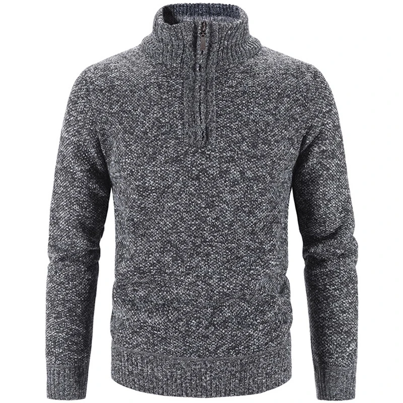 

Зимний мужской флисовый плотный свитер, водолазка на молнии, теплый пуловер, качественные мужские облегающие вязаные свитера на весну