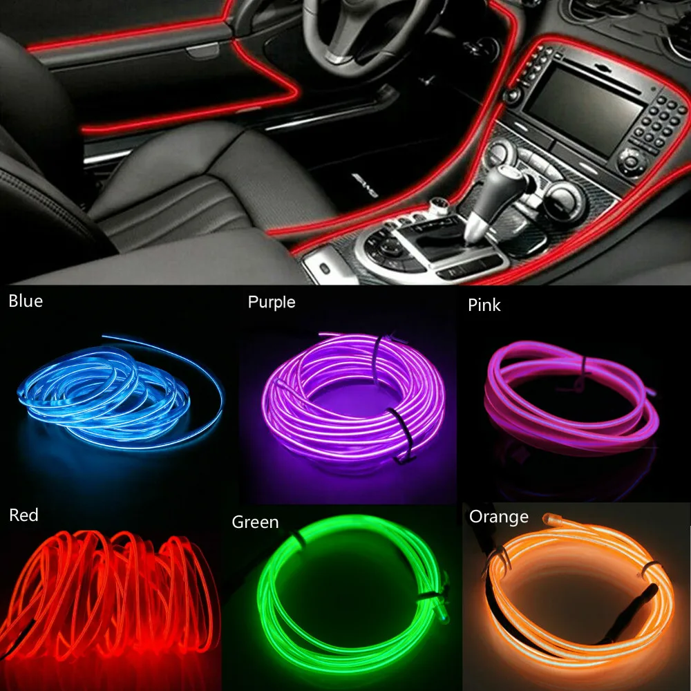 

Светодиодная неоновая лента для салона автомобиля, Гибкая Универсальная лампа для украшения интерьера автомобиля «сделай сам», празднична...