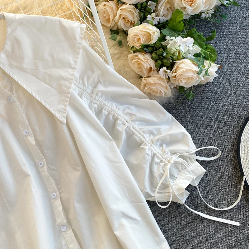 Женская рубашка с рукавом креветка белая на осень и весну женские рубашки