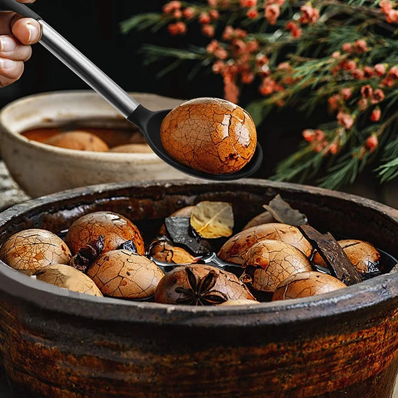 

Silicone Slotted Serving Spoon Stainless Steel Handle Nonstick Mixing Spoon Heat Resistant Up to 480°F Kitchen