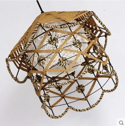 Подвесной светильник в стиле лофт винтажная веревка лампа ретро для гостиной