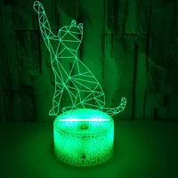 animal 3d lamp illusion night light 7color changing remote contral 3d luckly cat table lamp kids gift toys office home decor