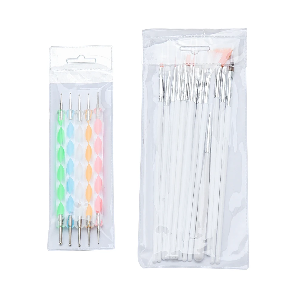 Набор кистей для дизайна ногтей набор розовых и белых кисточек рисования в