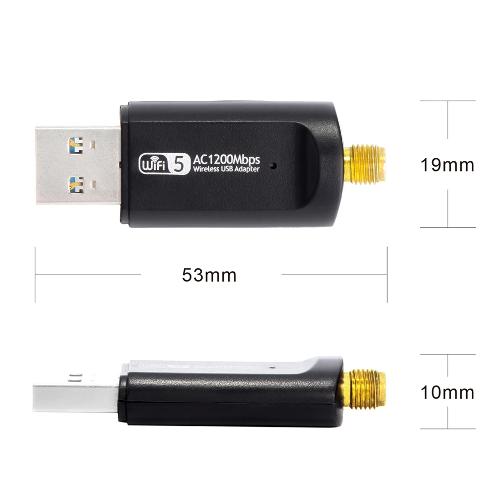С беспроводным usb адаптером CD 1200 Мбит/с двухдиапазонный 2 4/5 ГГц с антенной 802.11AC