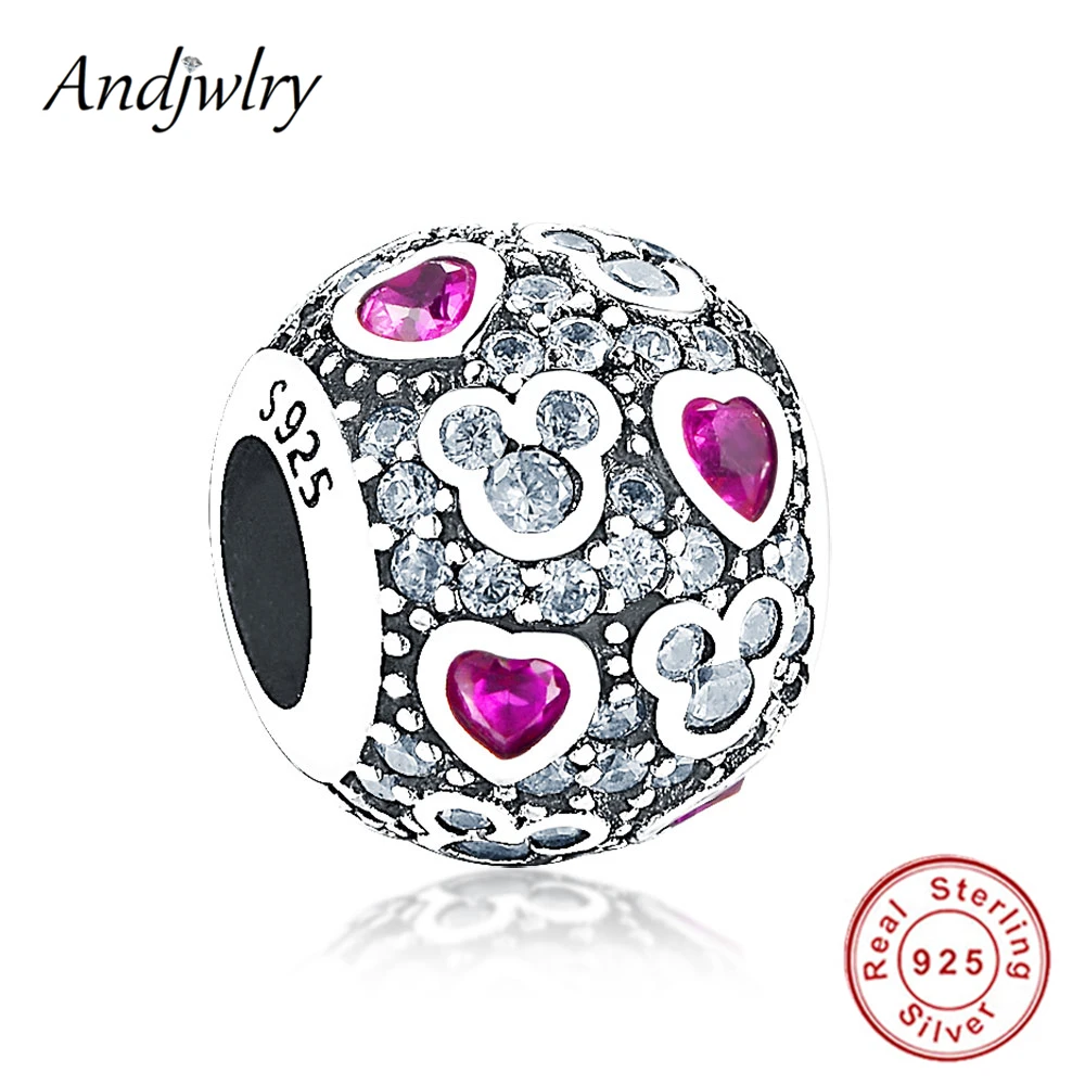 

Authentic 925 Sterling Silver Beads Fit Original Pandora Charms Bracelet Heart Color CZ Beads for DIY Making 925 Berloque