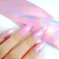 100cm holographic nail sticker laser pink transfer foil for design diy nail art decals full cover tips manicure tools