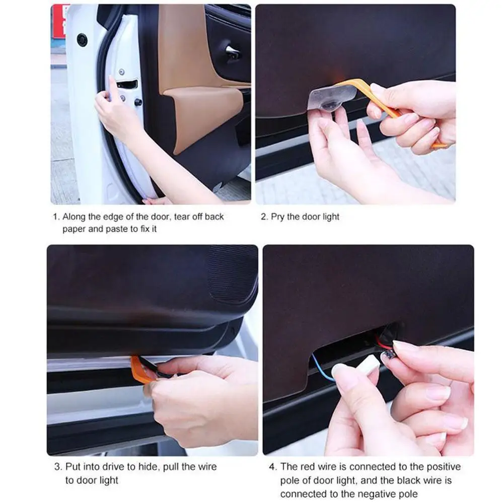 

LED Car Door Welcome Light Safety Warning Streamer Lamp 120cm Waterproof Decorative Strip Auto Ambient Lights N7X3
