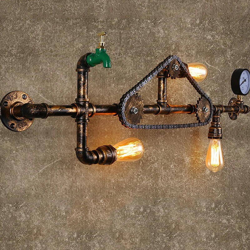 Настенные светильники в стиле ретро Лофт цепь для водопроводных труб