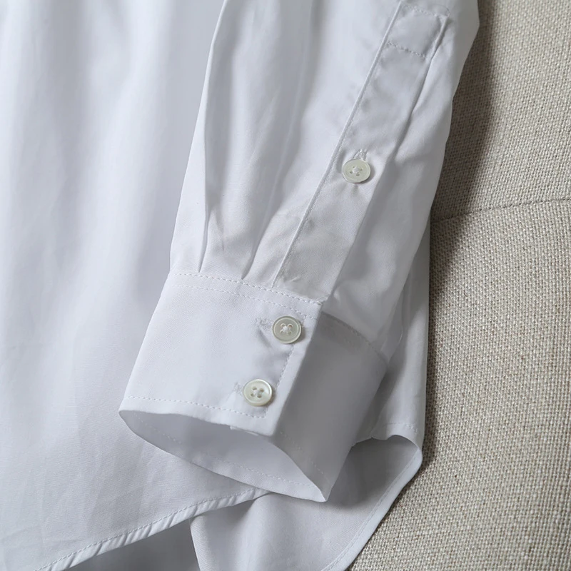 

Office Ladies Blouses Women Fashion Simple Poplin Solid White Shirts Basic Female Tops England Style Casual Long Sleeve Blusas