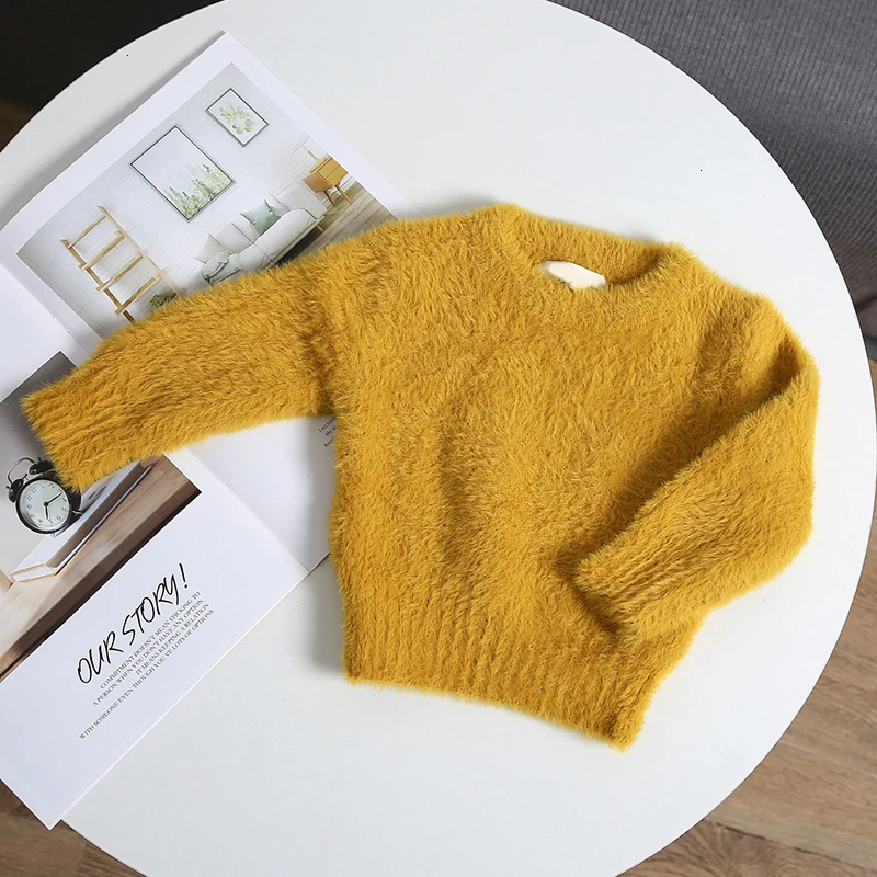 Baby Girl Winter Clothes Imitation Mink Jacket Baby Warm Coat Christmas Sweater Sweaters For Girls 1-4 Years Old Kids Sweater