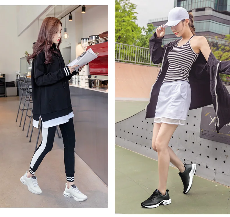 Tenis feminino/Женская теннисная обувь; Новинка года; женская спортивная обувь для спортзала; прочные кожаные кроссовки на толстой подошве с воздушной подушкой; Tenis Mujer; 0