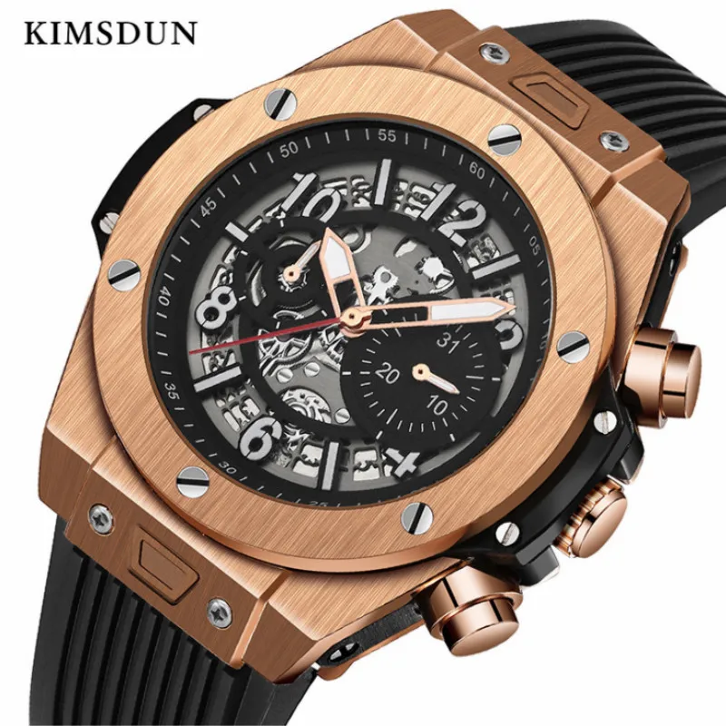 Relogio Masculino KIMSDUN мужские s часы лучший бренд класса люкс автоматические механические мужские часы с изображением скелета полые водонепроницаемые спортивные часы