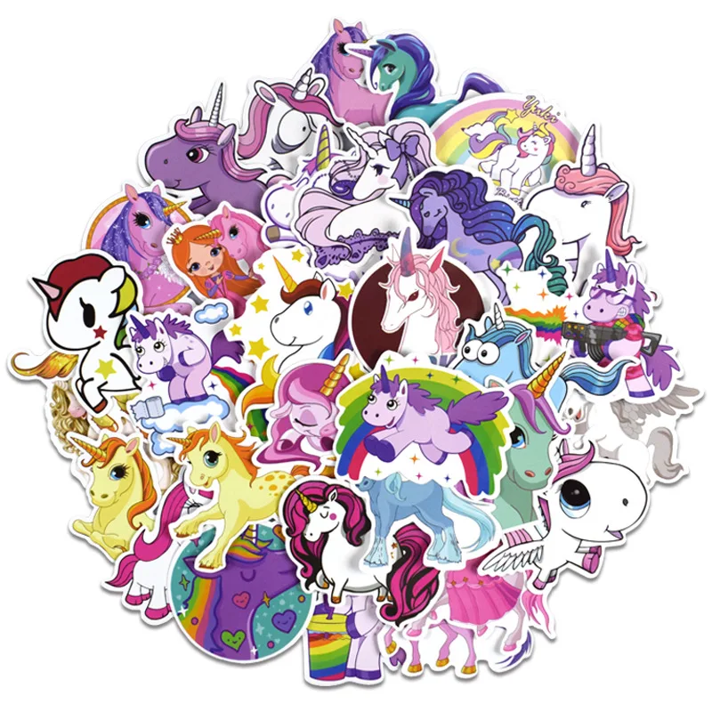 50 шт. наклейки с единорогом для ноутбука бутылки воды гидро колба СКЕЙТБОРД