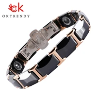 black ceramic tungsten steel bracelet hematite health care link magnetic bracelets bangles unisex wristband luxury jewelry