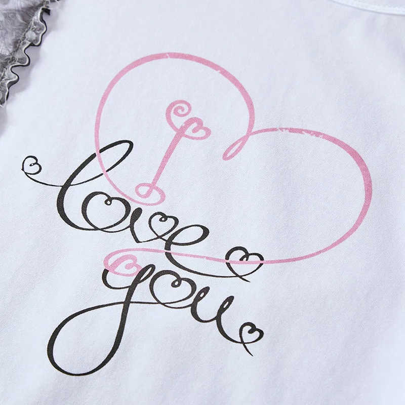 Детская мода для девочек летний комплект одежды 2021 летняя футболка с буквенным