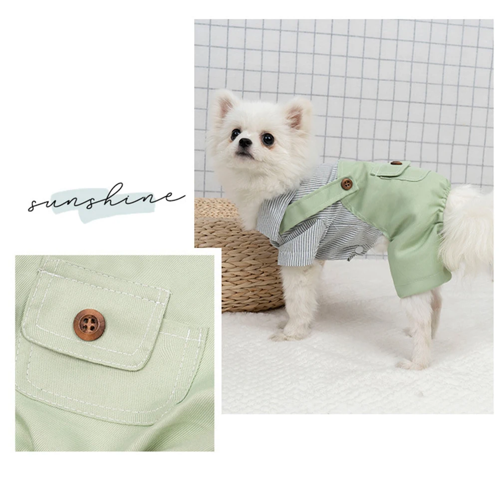 

Summer Pet Four-legged Striped Jumpsuit Small and Medium-sized Dog Cat Costume French Bulldog Pants Puppy Pet Costume