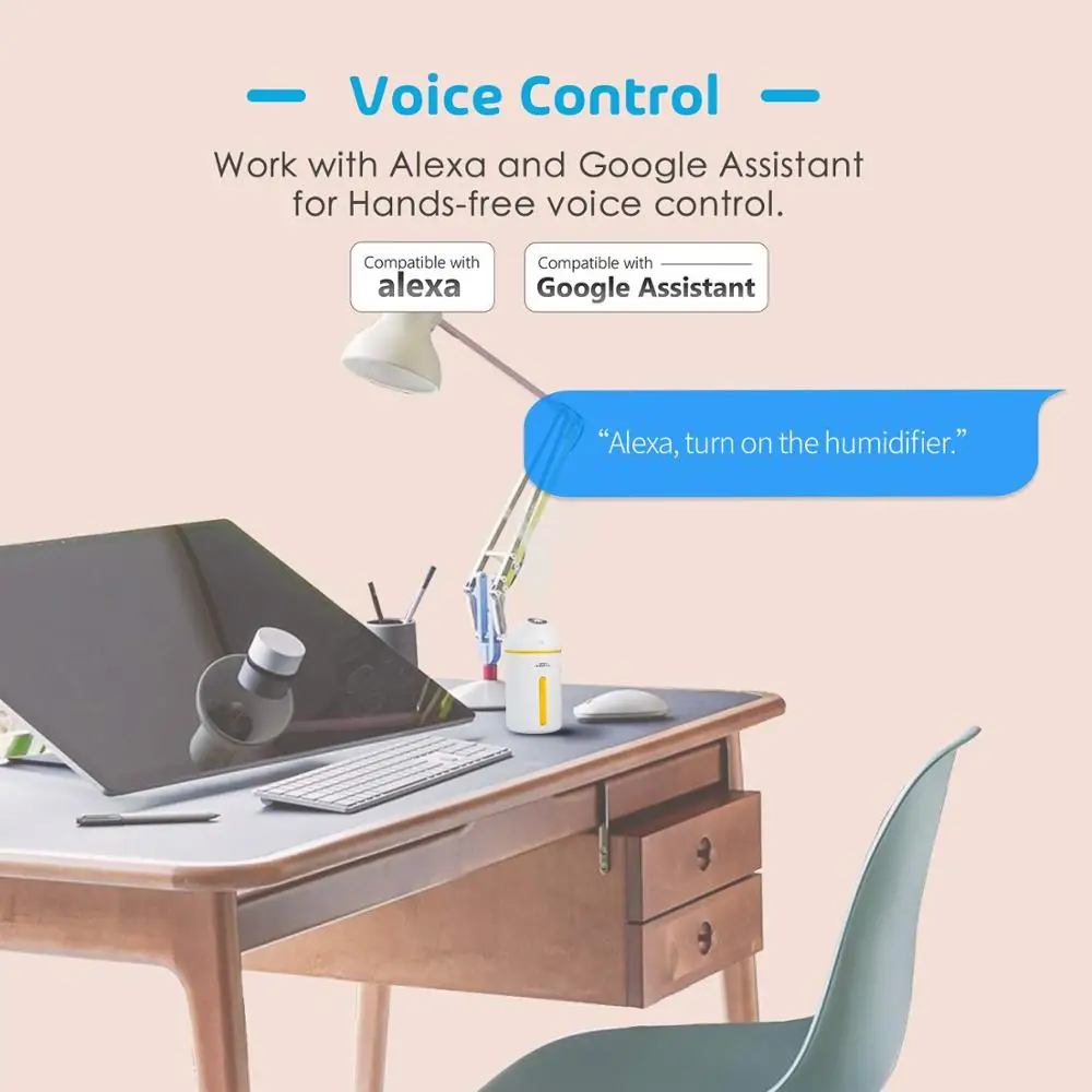 Смарт увлажнитель воздуха 320 мл холодный туман работает с Amazon Alexa Google Assistant для