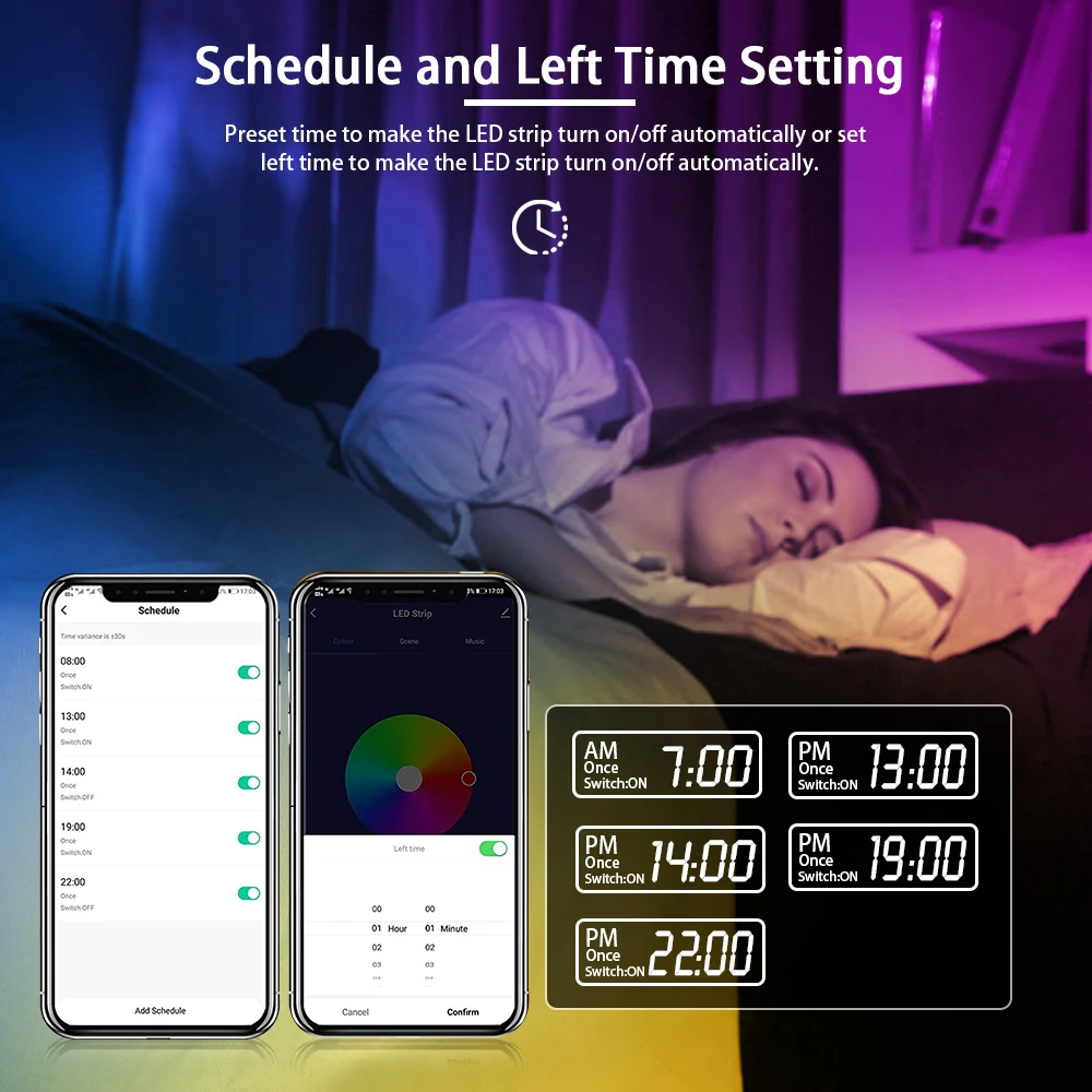 RGB-лента Светодиодная гибкая с поддержкой Bluetooth 12 В 5/10/20/30 м |