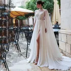 Женское свадебное платье в стиле бохо, кружевное платье для невесты с открытой спиной и шлейфом