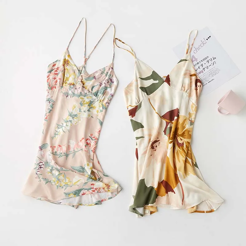 Женская пижама на бретелях-спагетти пикантная Ночная рубашка без рукавов с