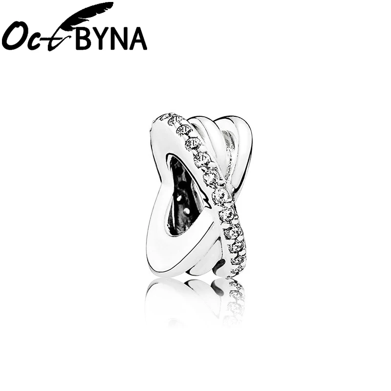 Octbyna классический серебристый цвет кристалл бантик Шарм Бусины Подходит Pandora