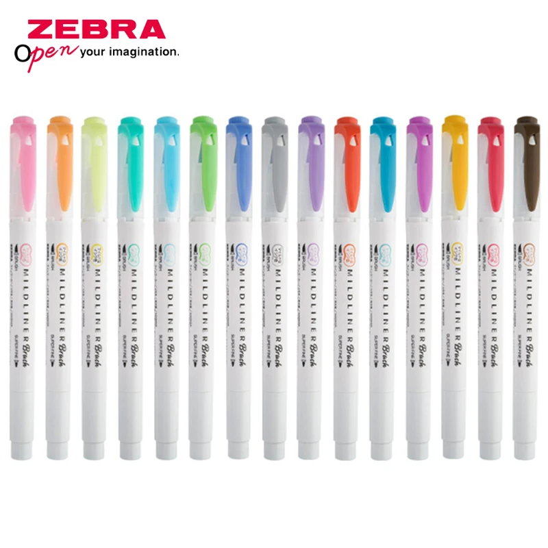 Флуоресцентный маркер Zebra WFT8 с двойной головкой 1 шт. (мягкий наконечник кисти +