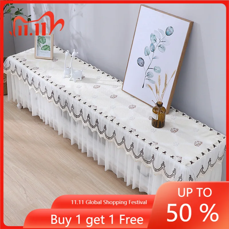 

Чехол для телевизора, тканевый кружевной пылезащитный чехол, прямоугольная скатерть для гостиной и длинного стола, простой грязеотталкива...