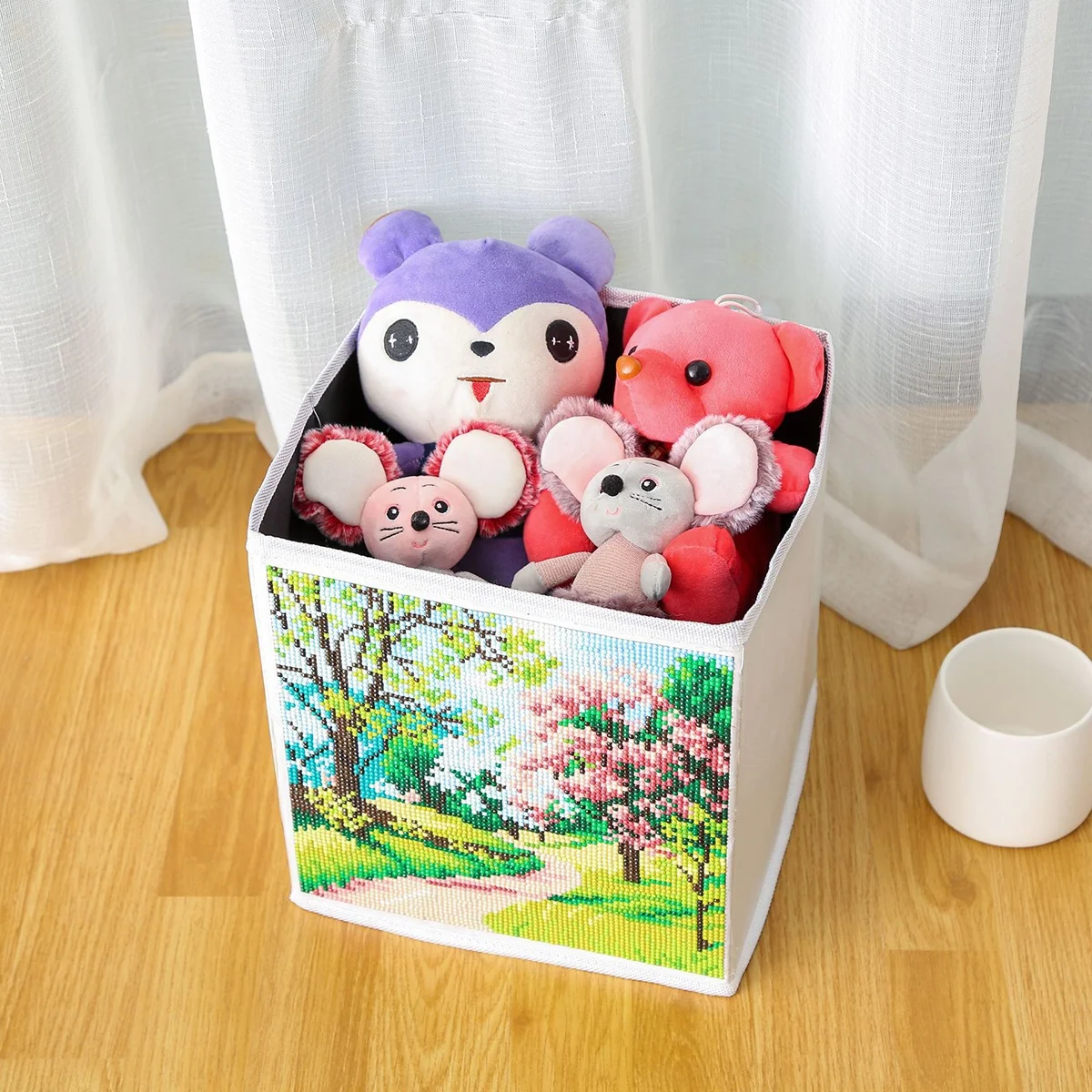 

DIY Foldable Diamond Painting Storage Box Rhinestone Cross Stitch Kits Embroidery Organizer for Home Decor
