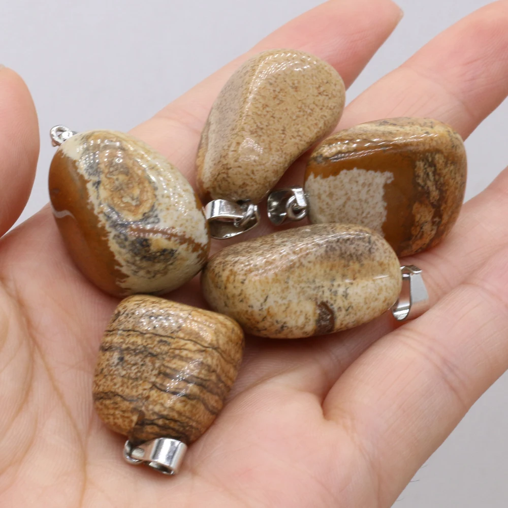 

Natural Stone Gem Picture Pendant Crafts DIY Charm Couples Necklace Jewelry Accessories Exquisite Gift Making for Woman