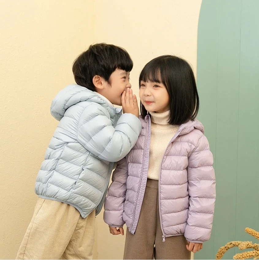 Kids Brand Ultra Light 90% White Duck Down Hooded Jacket Lightweight Girls Boys Outwear Kids Children Light Winter Warm Jackets
