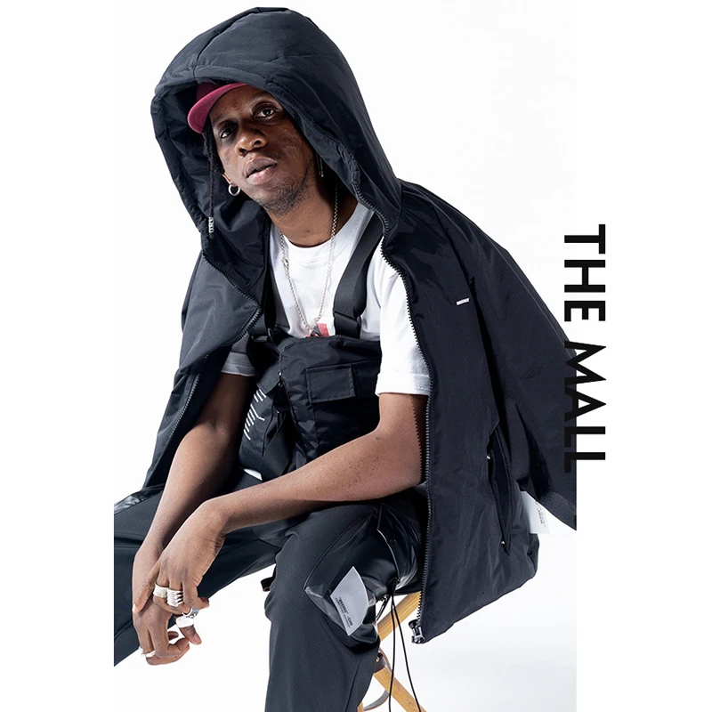 Techwear тактика многофункциональная мужская куртка с капюшоном парка съемные сумки