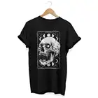 Женская футболка из 100% хлопка, хипстерская футболка в готическом стиле, с изображением черепа и Луны
