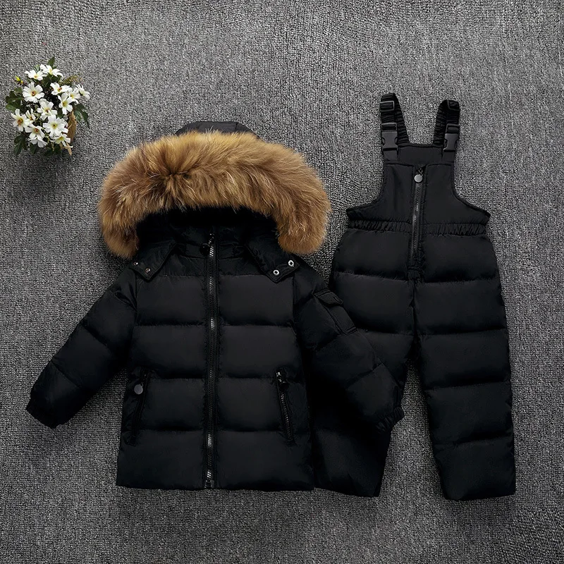 

OLEKID -30 Degree Russia Winter children Boys Clothes set Down Jacket Coat + Overalls For Girl 1-5 Years Kids Baby Girl Snowsuit