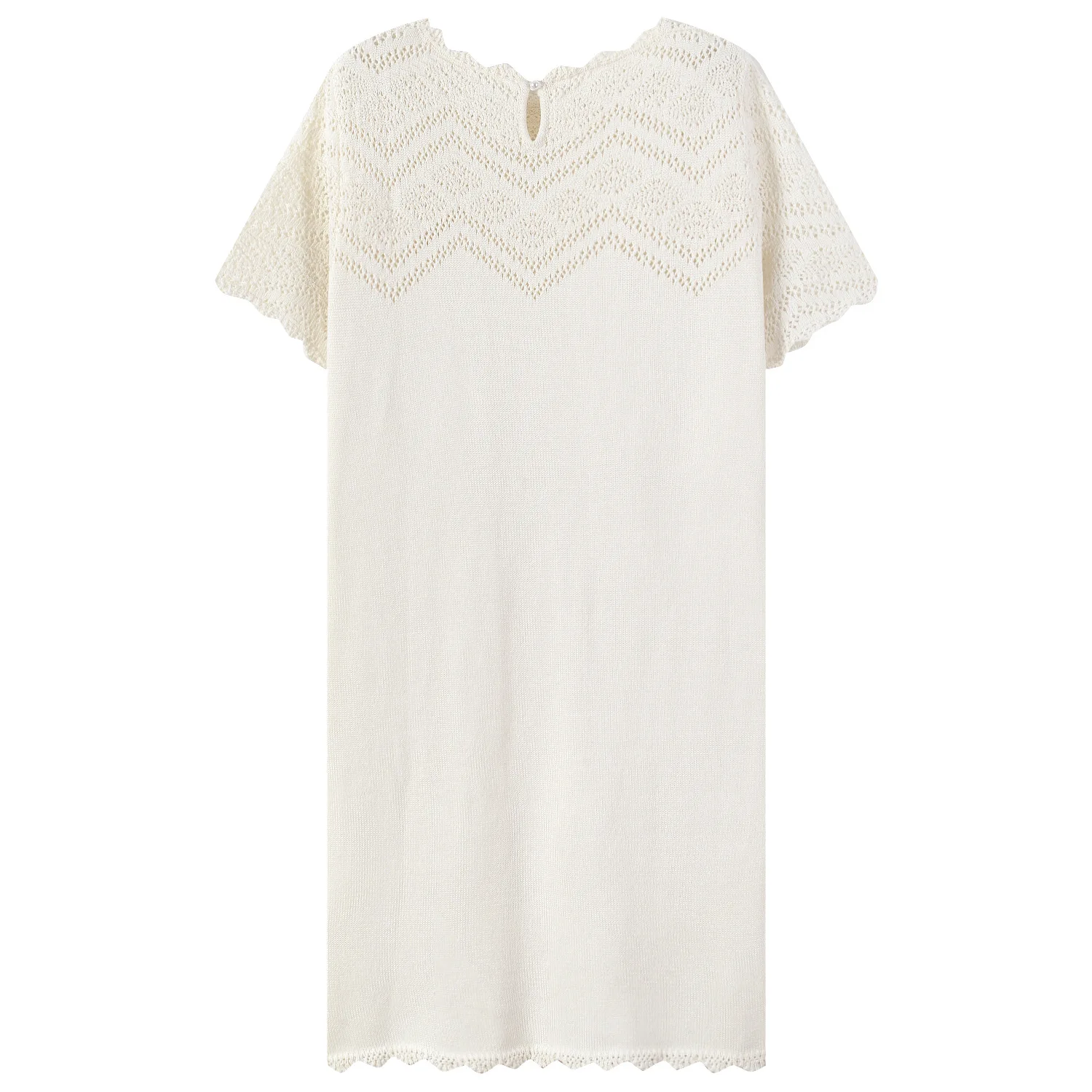 

ENGAGEMENT High Quality 2021 Summer New Round Neck Crochet Openwork Stitching Knitting French Temperament Ladies Slim Dress