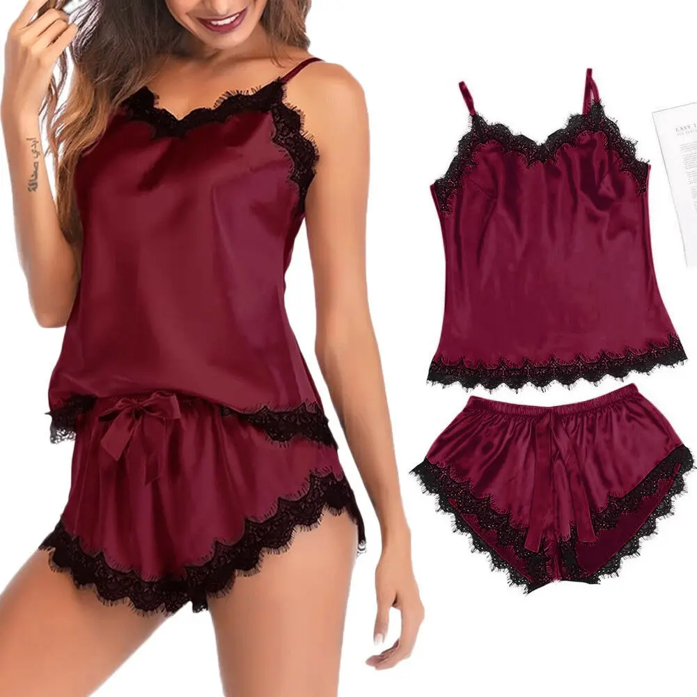 Сексуальные экзотические женские комплекты из 2 предметов атласный кружевной