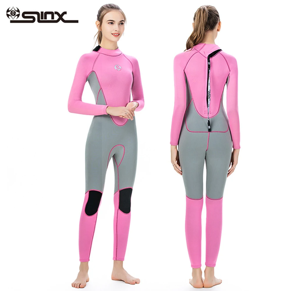 New women's wetsuit 3MM neoprene one-piece thick warm long-sleeved sunscreen swimming surfing suit snorkeling wetsuit