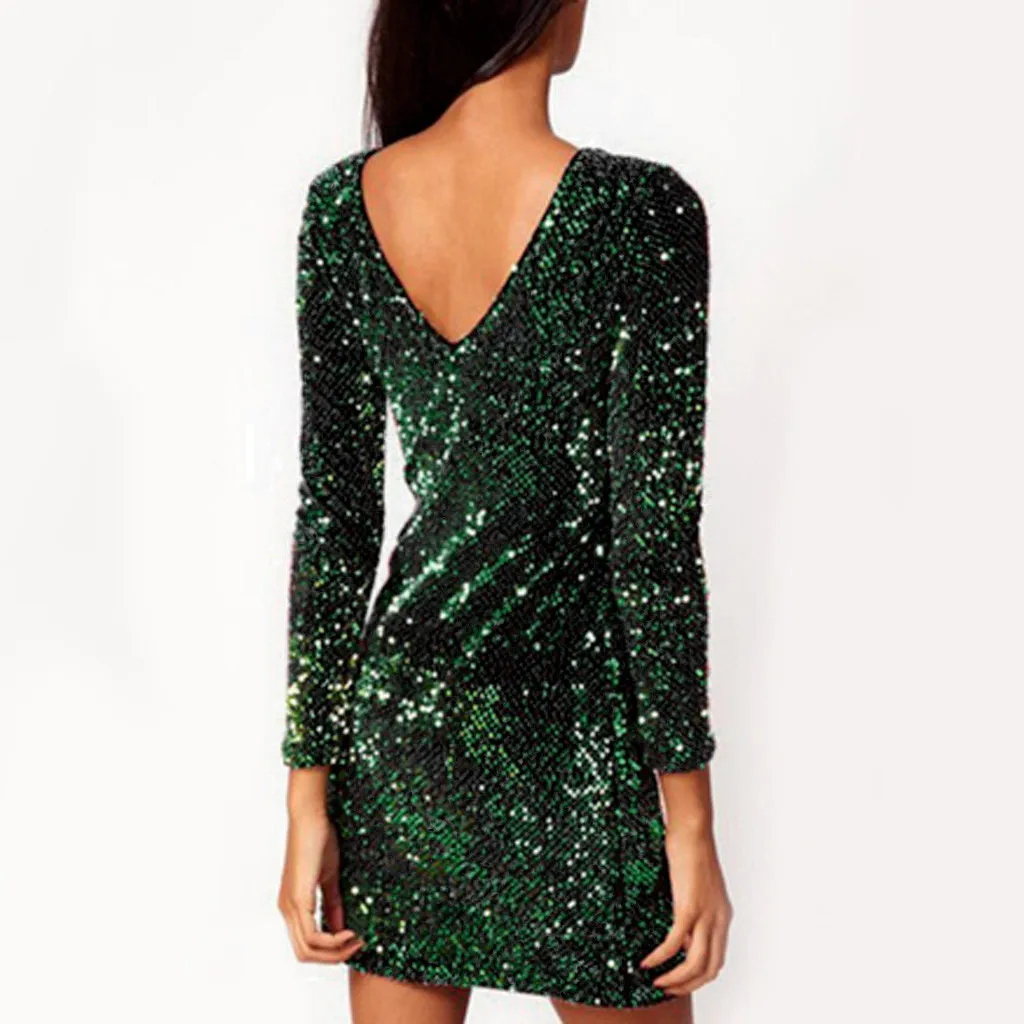 Женское рождественское платье с V-образным вырезом на спине облегающие вечерние