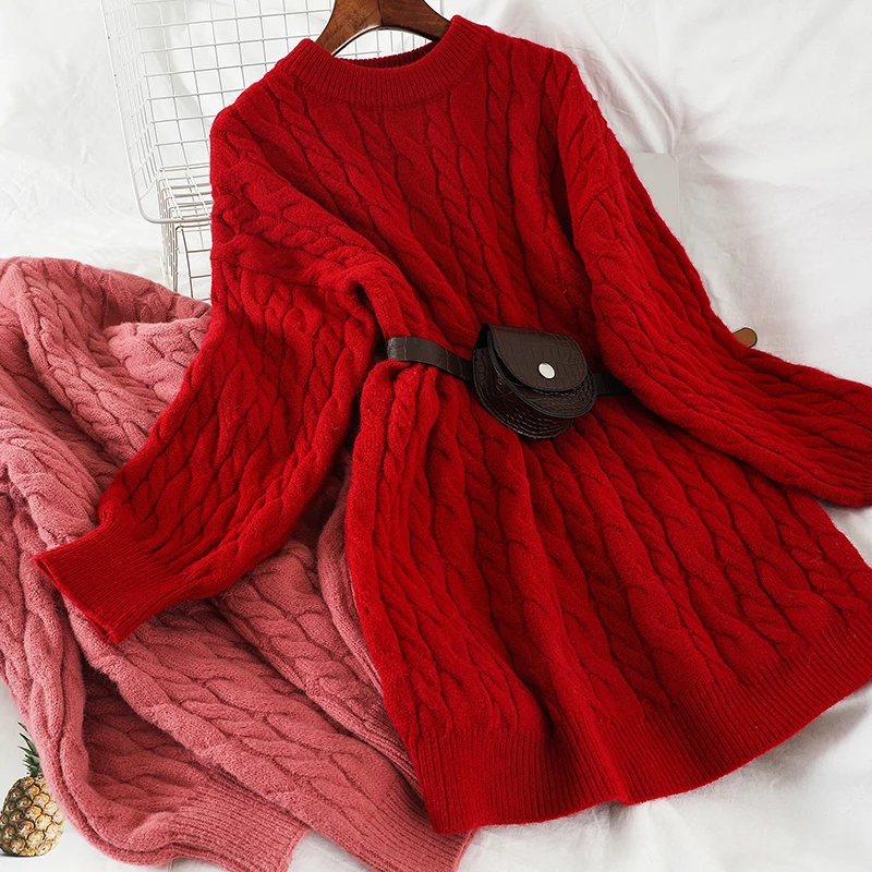2019 Новая мода Женская одежда Зимний свитер платье платья M771|Женские платья| |