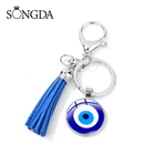 Брелок с кисточкой и голубыми злыми глазами, стеклянная подвеска с турецкими злыми глазами на удачу, брелок для автомобиля, женские подарки, модные ювелирные аксессуары