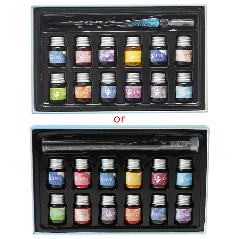 

Crystal Starry Sky Glass Ink Pen Glass Dip Pen For Writing Fountain Pen Set Gift 1XCE