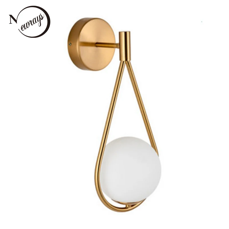 Современный простой молочный круглый шар E27 Светодиодный стеклянный настенный